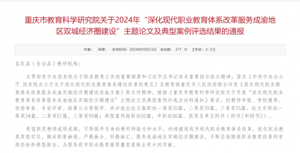 【喜报】学校两篇论文获奖